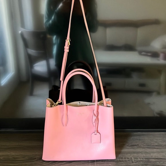 Kate Spade pink leather tote with zipper pocket inside, barely used - Picture 1 of 5
